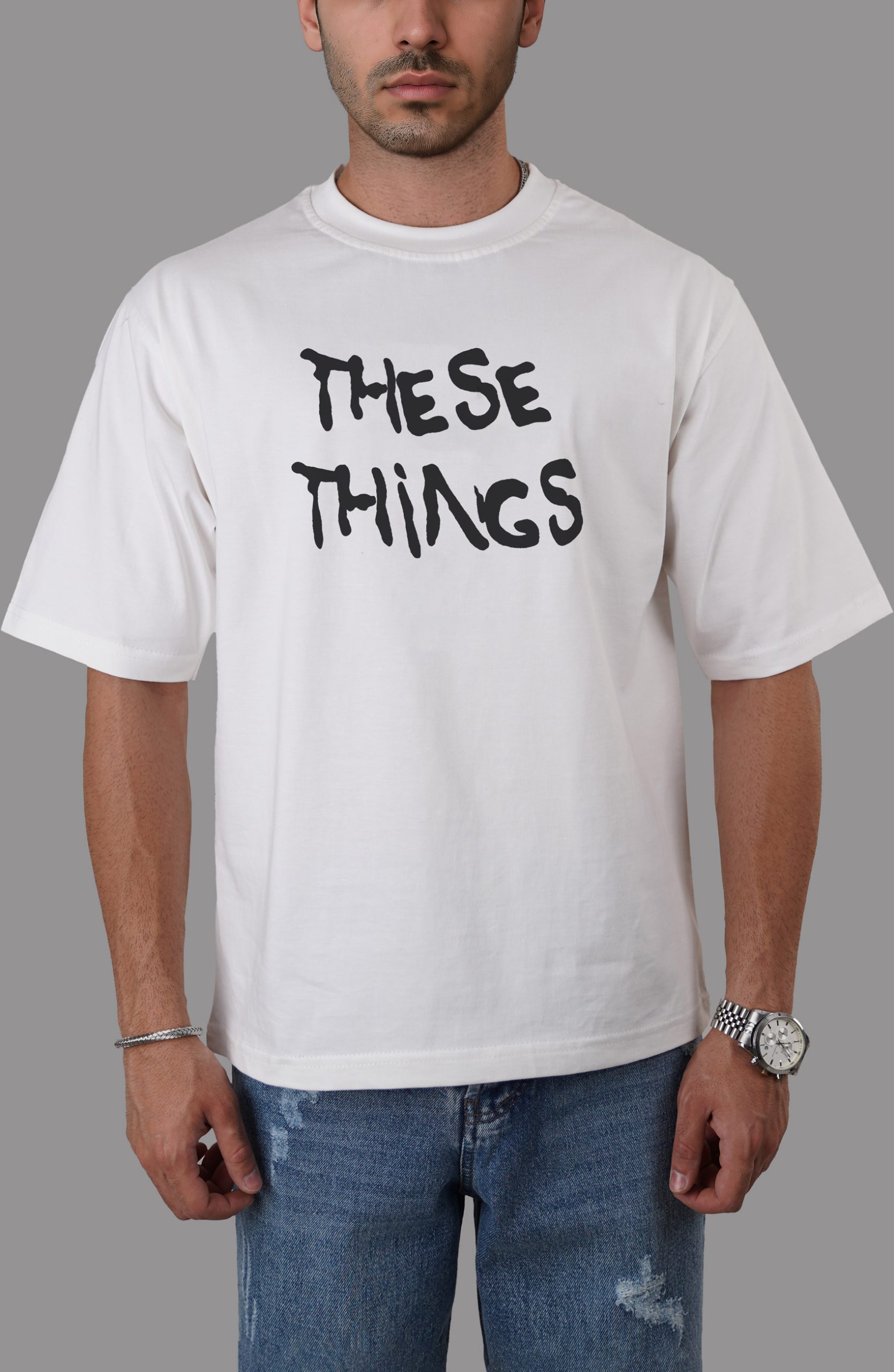 تیشرت مردانه ماکان پنبه دونخ طرح چاپی THESE THINGS